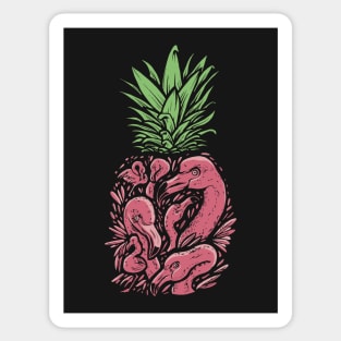 Vintage Pink Flamingo Pineapple Sketch Sticker